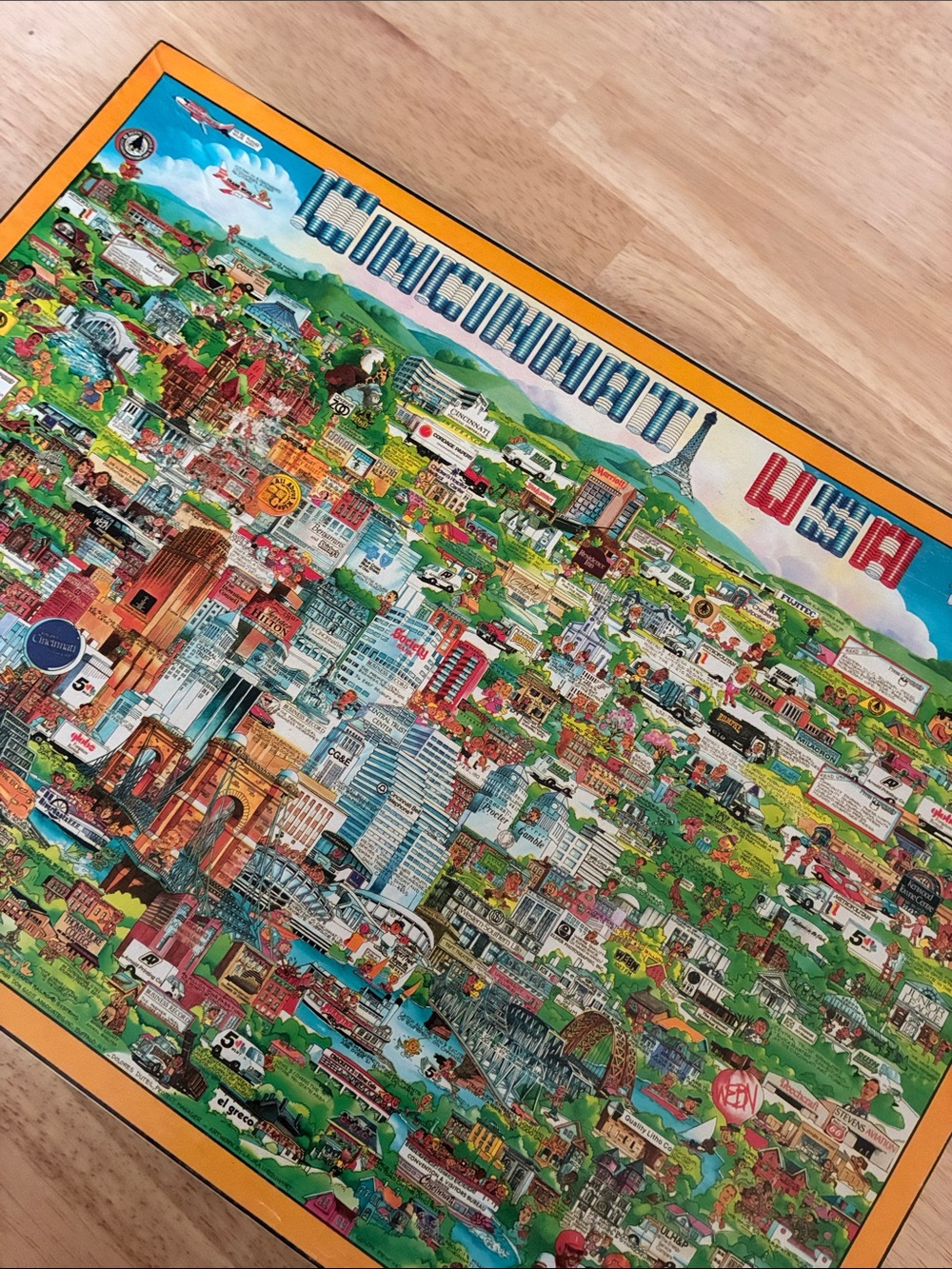 Vintage Buffalo Games Cincinnati USA Illustrated Puzzle - 1988